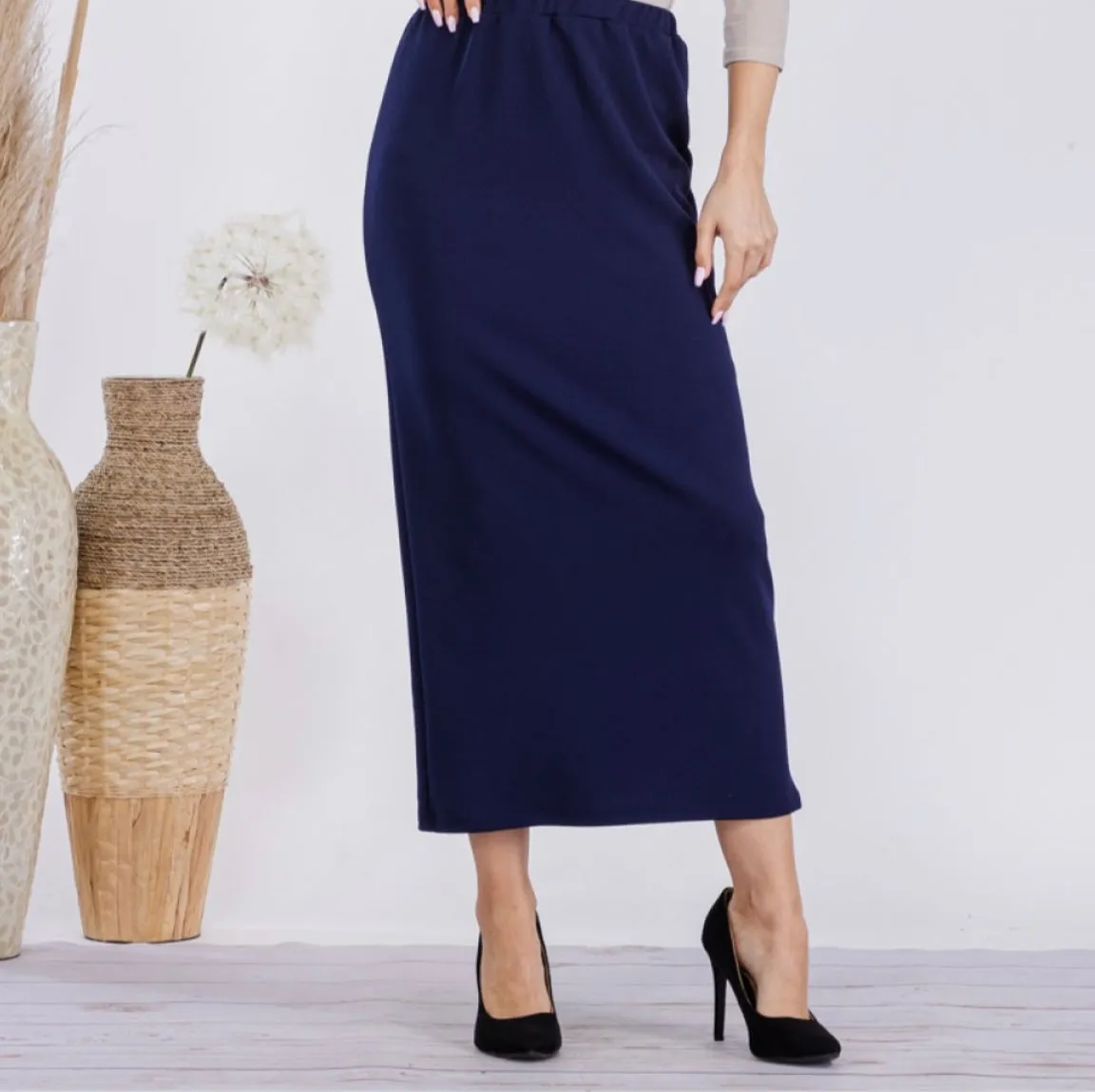 Liza Lou's Long Navy Blue Liverpool Skirt