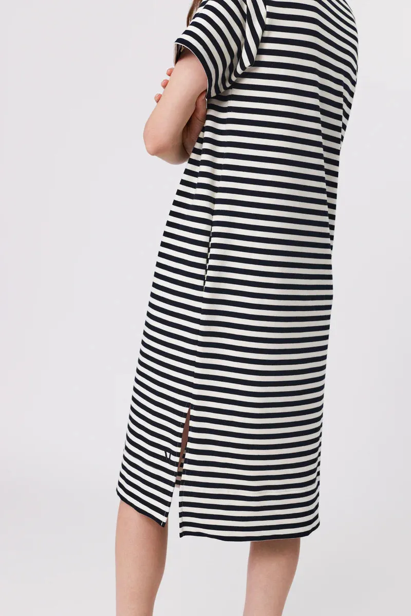 Marlow - Weekday Midi Dress - Ivory/Black Stripe