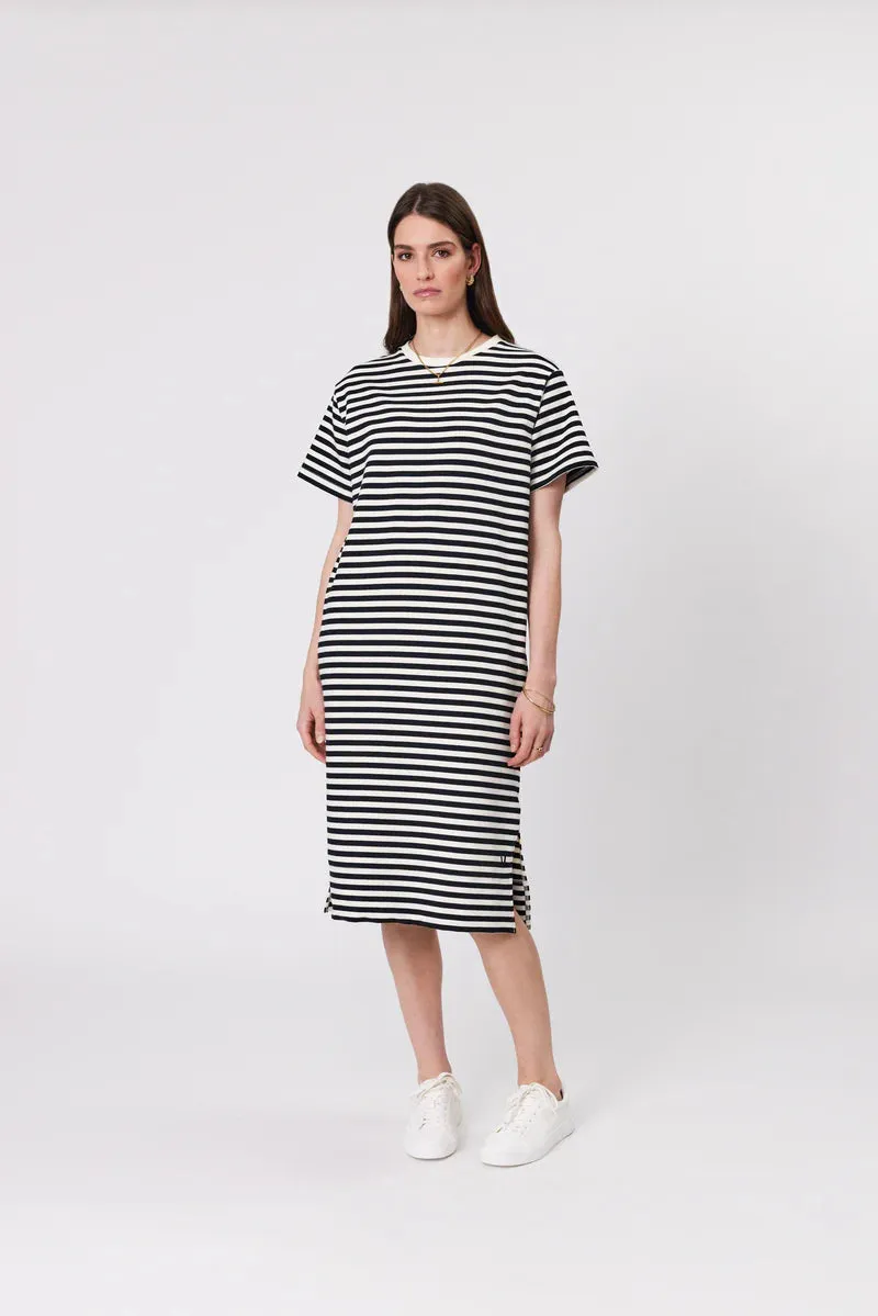 Marlow - Weekday Midi Dress - Ivory/Black Stripe