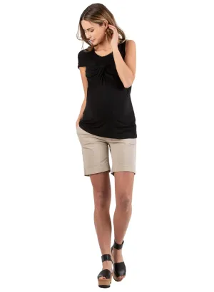 Maternity Shorts in Lightweight Cotton - Beige