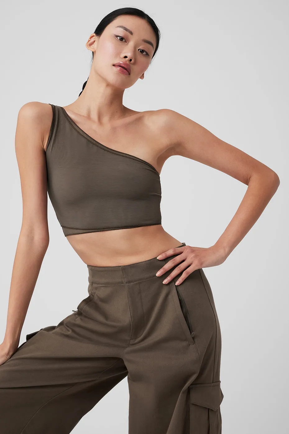 Mesh Sheer Illusion Tank - Olive Tree