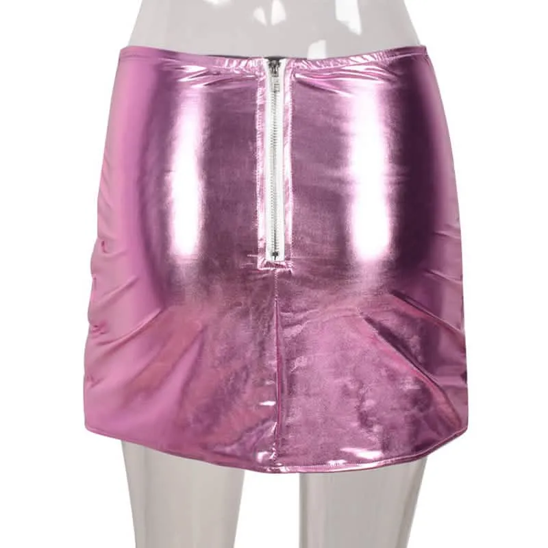 Metallic Pink Quilted Mini A-line Puffer Skirt for Trendsetters