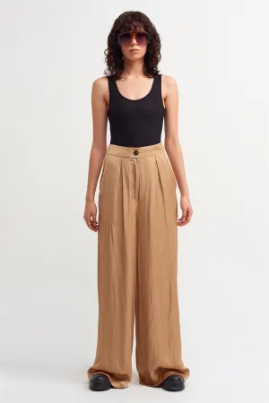 Nu Elastic High Waist Palazzo Trouser Beige