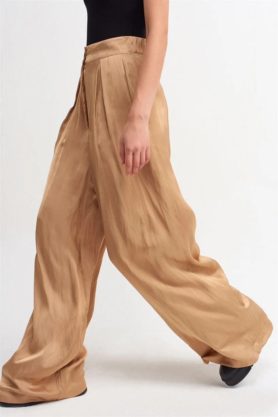 Nu Elastic High Waist Palazzo Trouser Beige