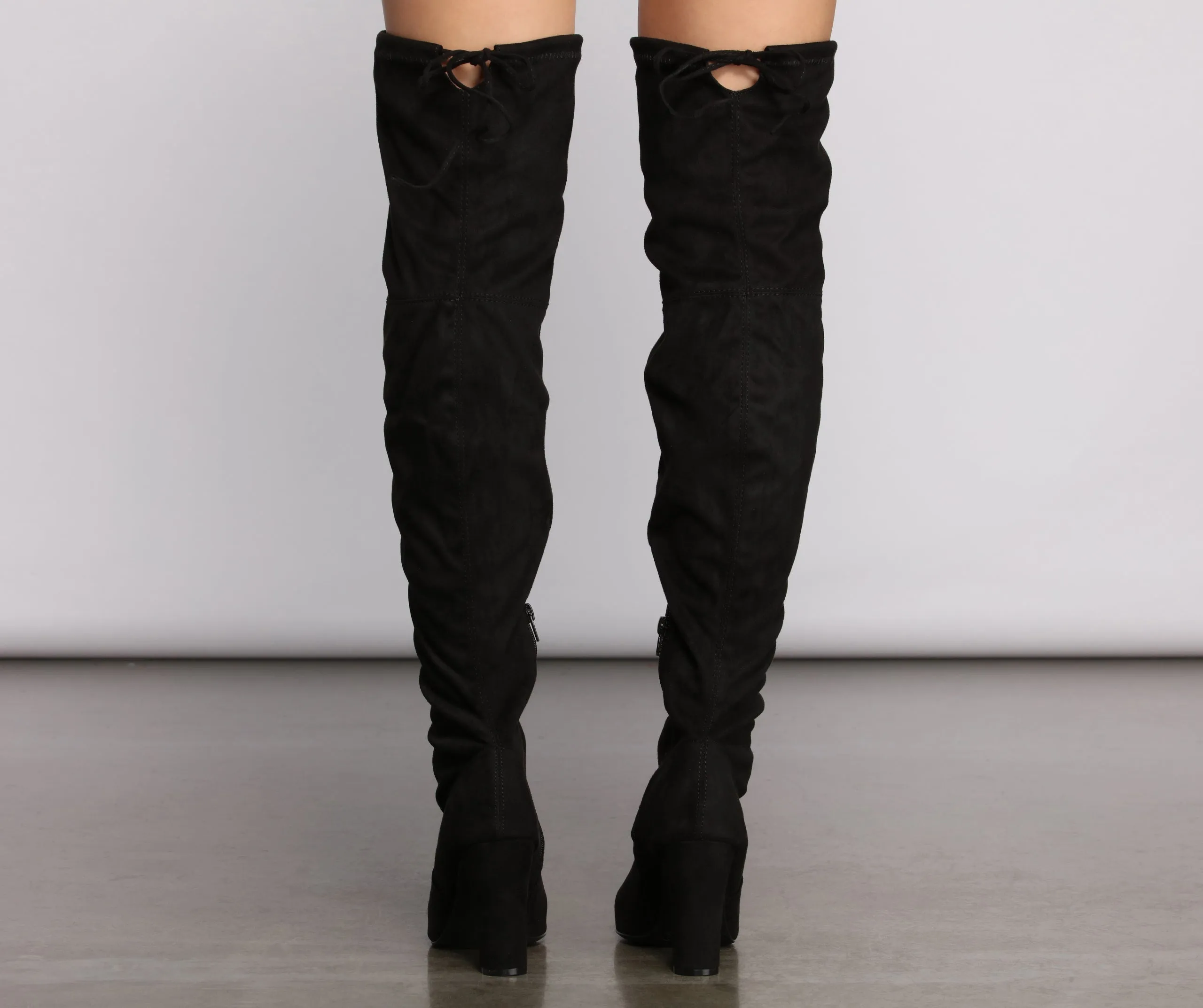 Over The Knee Open Toe Block Heeled Boots