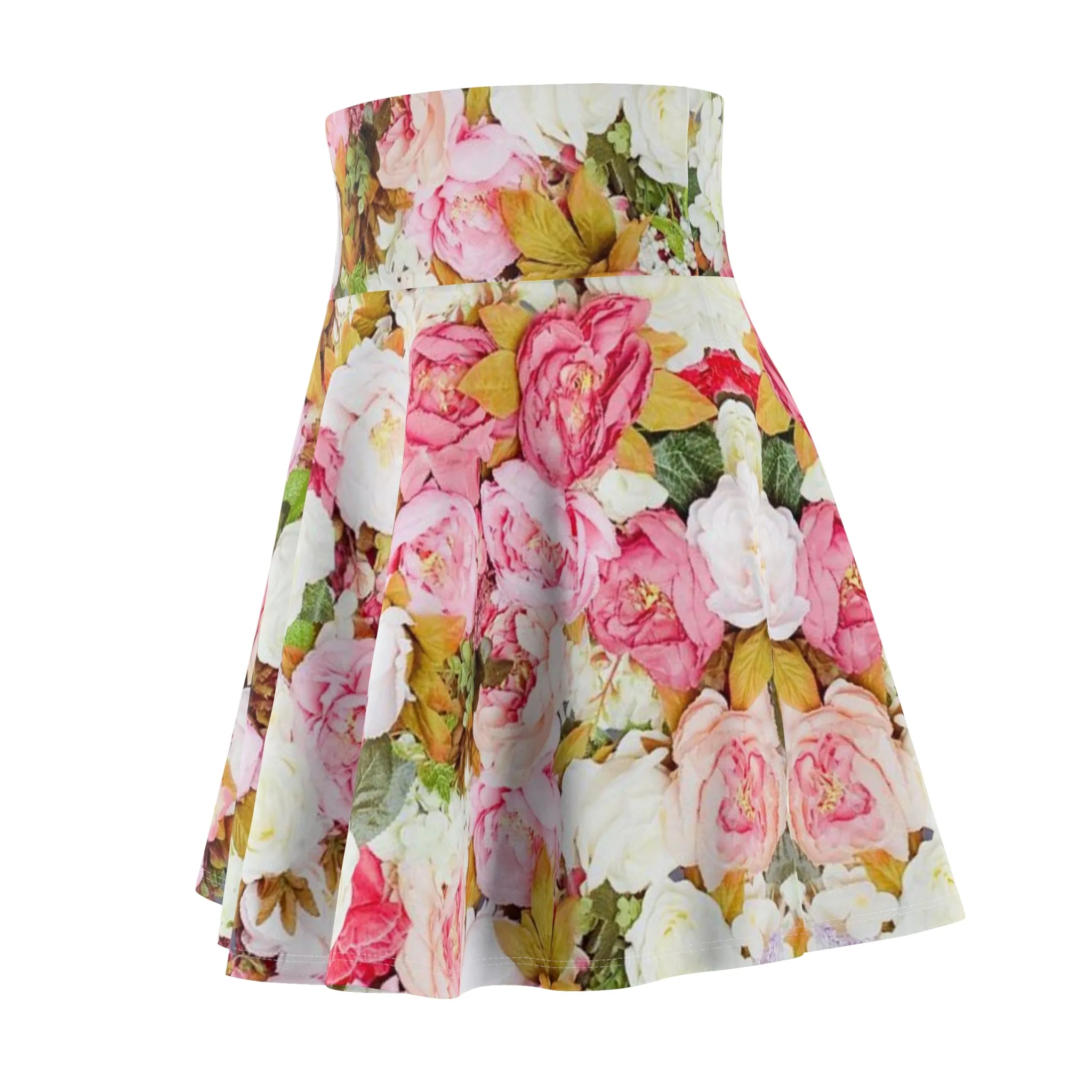 Pink Flowers - Inovax Woman's Skater Skirt