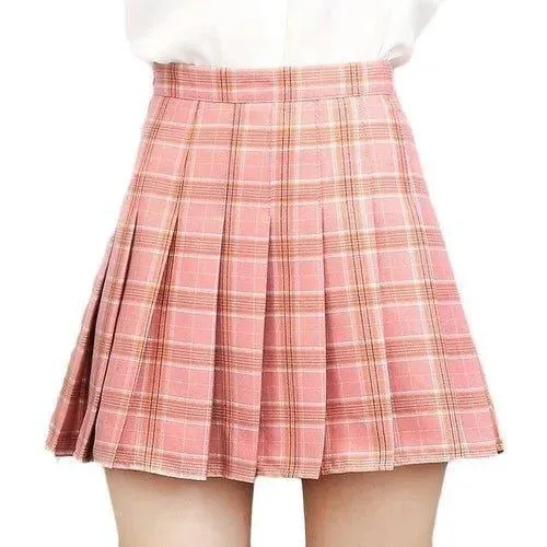 Plaid Sweet Pleated Skirts Preppy faldas A