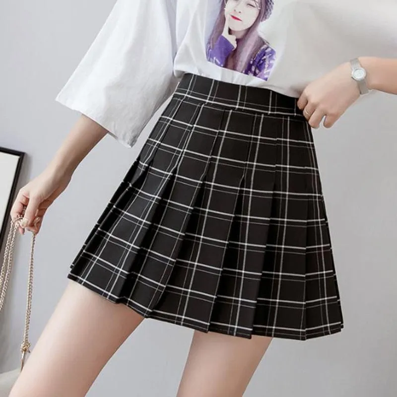 Pleated Plaid Mini Skirt