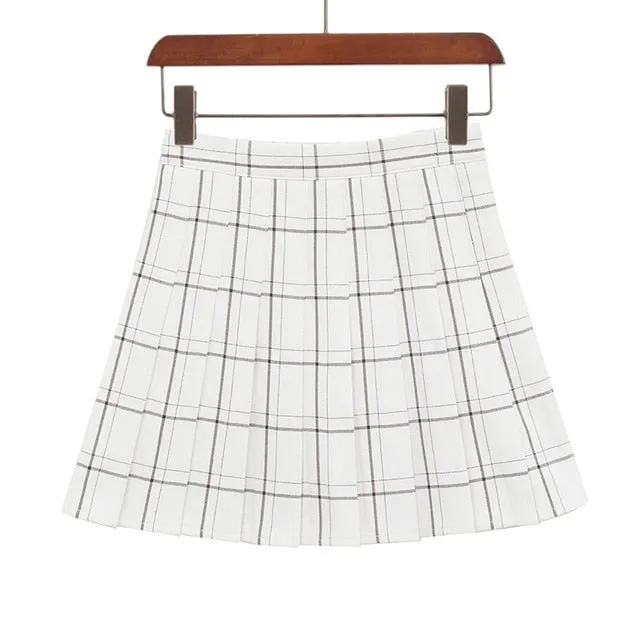 Pleated Plaid Mini Skirt