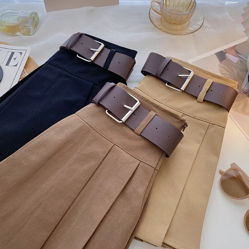 Preppy Mini Pleated Skirts with Belt