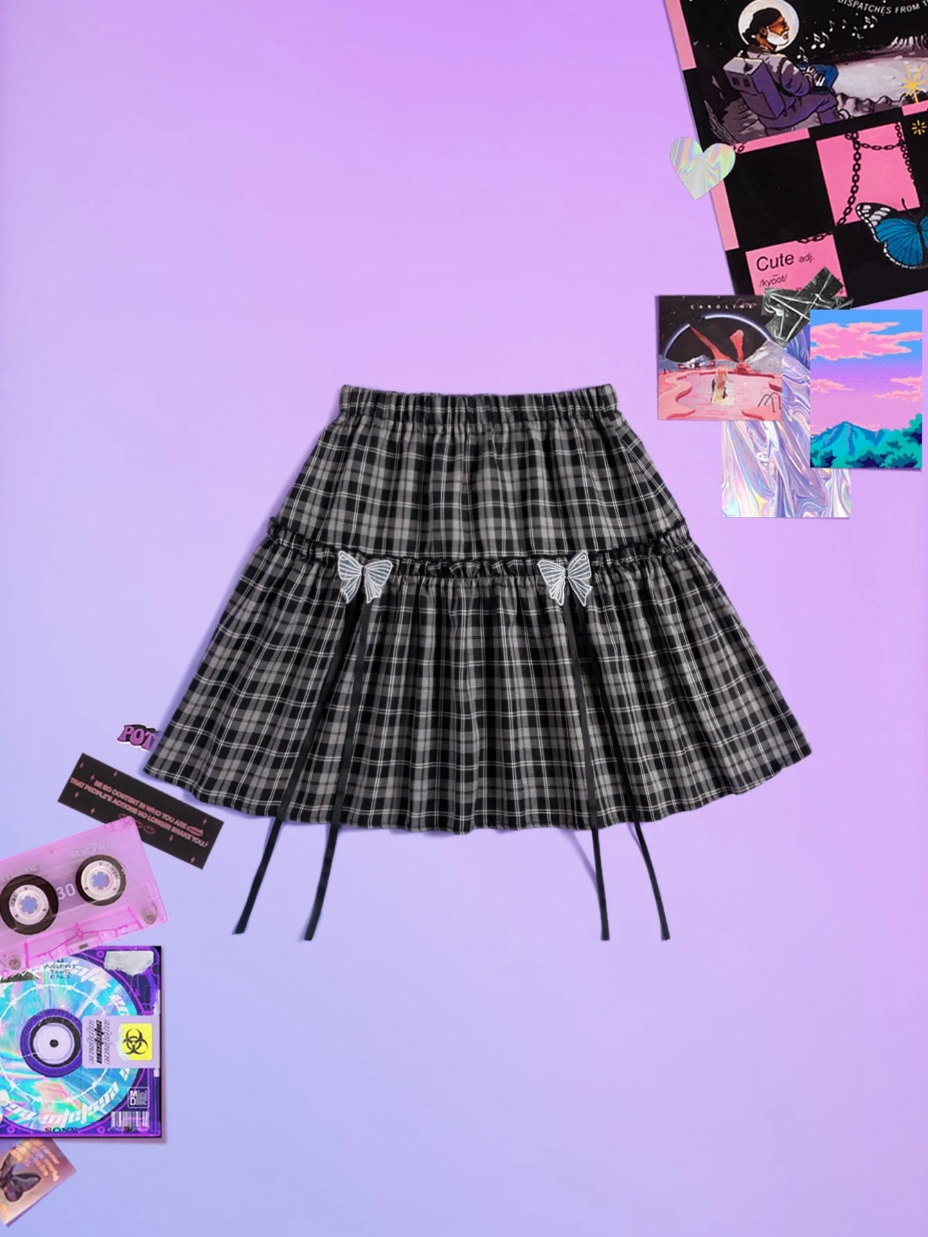 Preppy Plaid Frill Natural Short Women Skirt