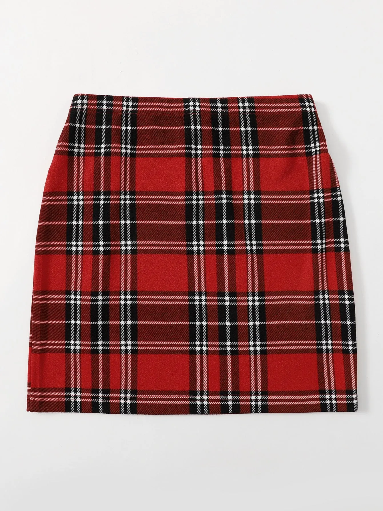 Preppy Tartan Split Natural Mini Women Skirt