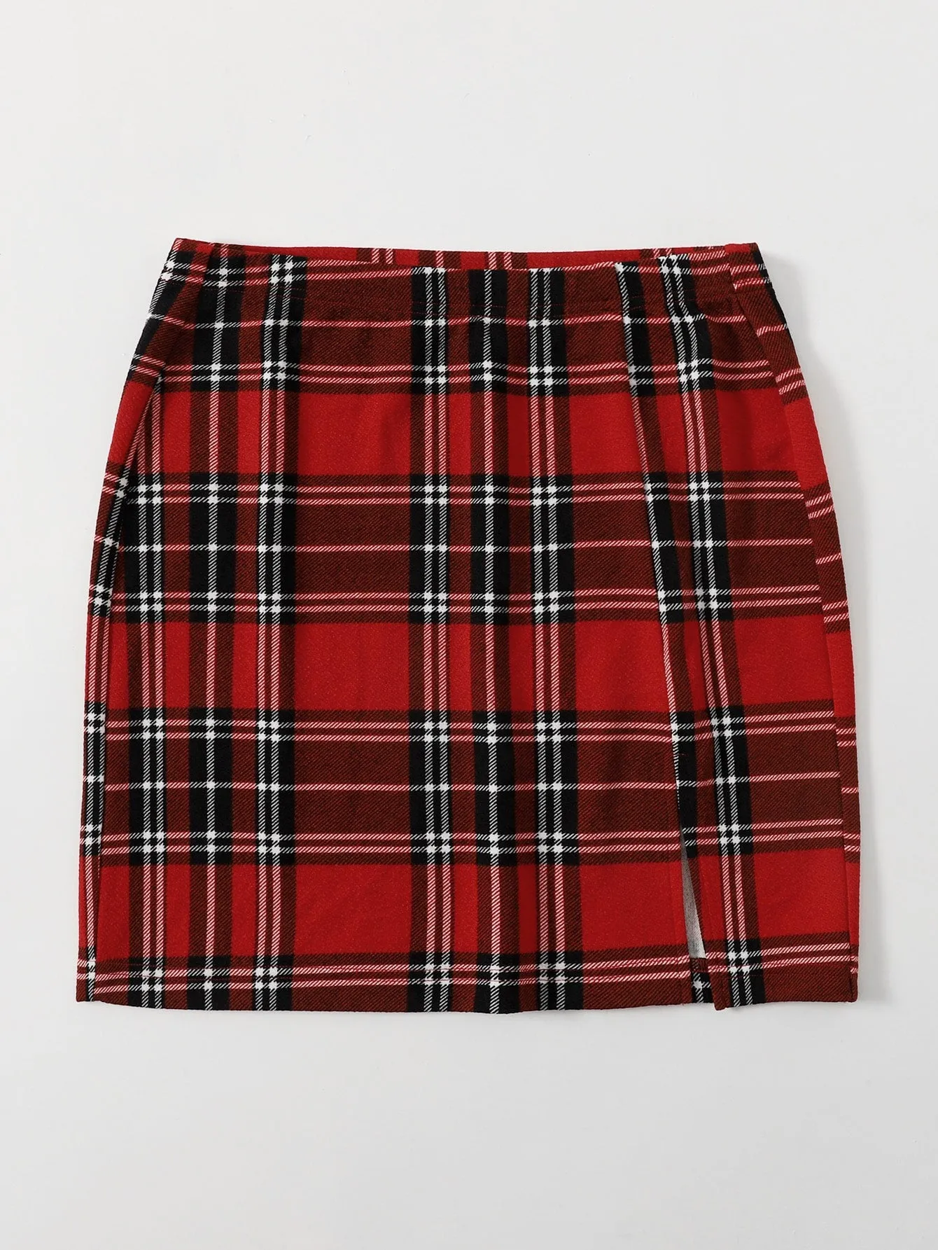 Preppy Tartan Split Natural Mini Women Skirt