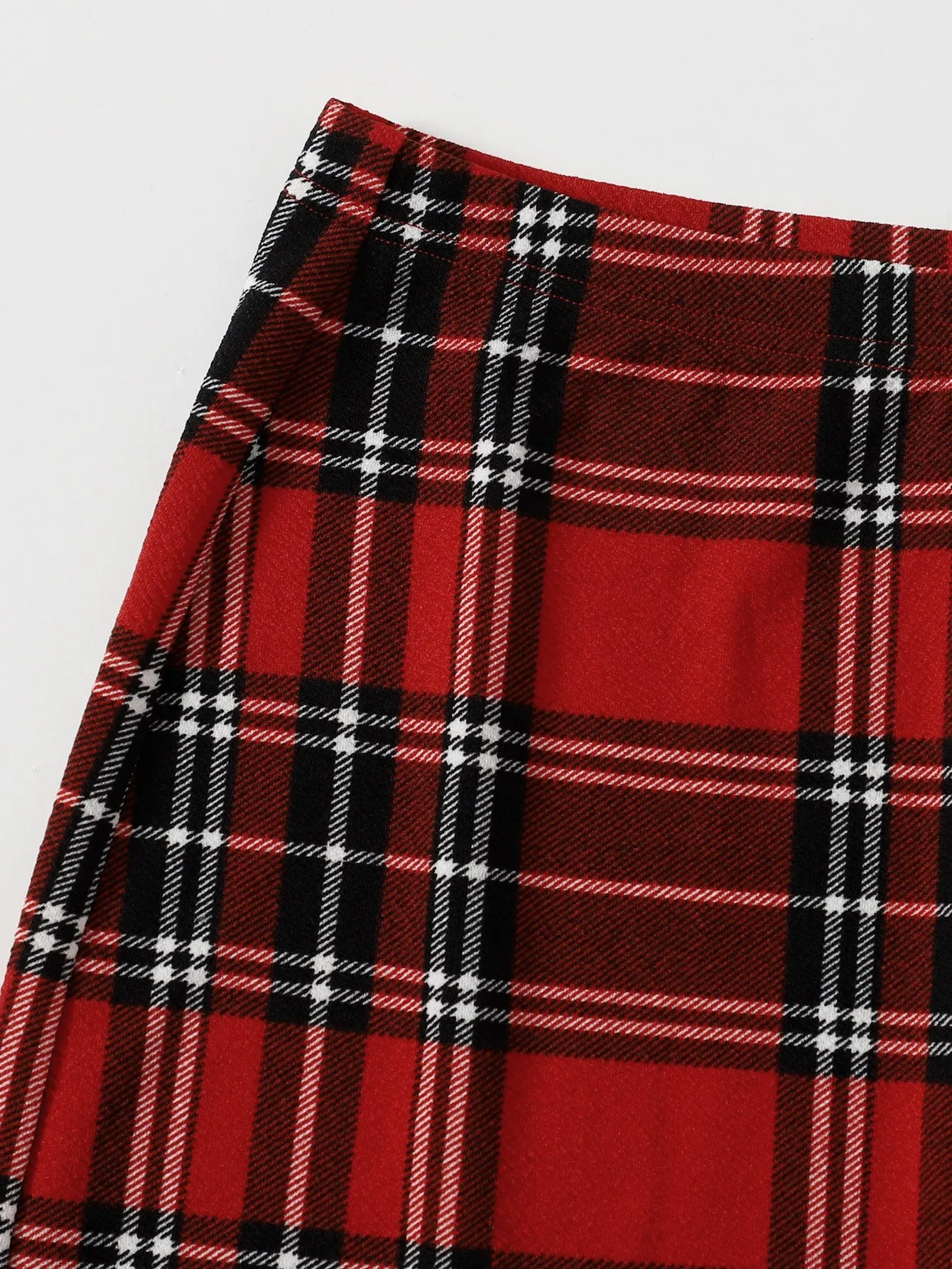 Preppy Tartan Split Natural Mini Women Skirt