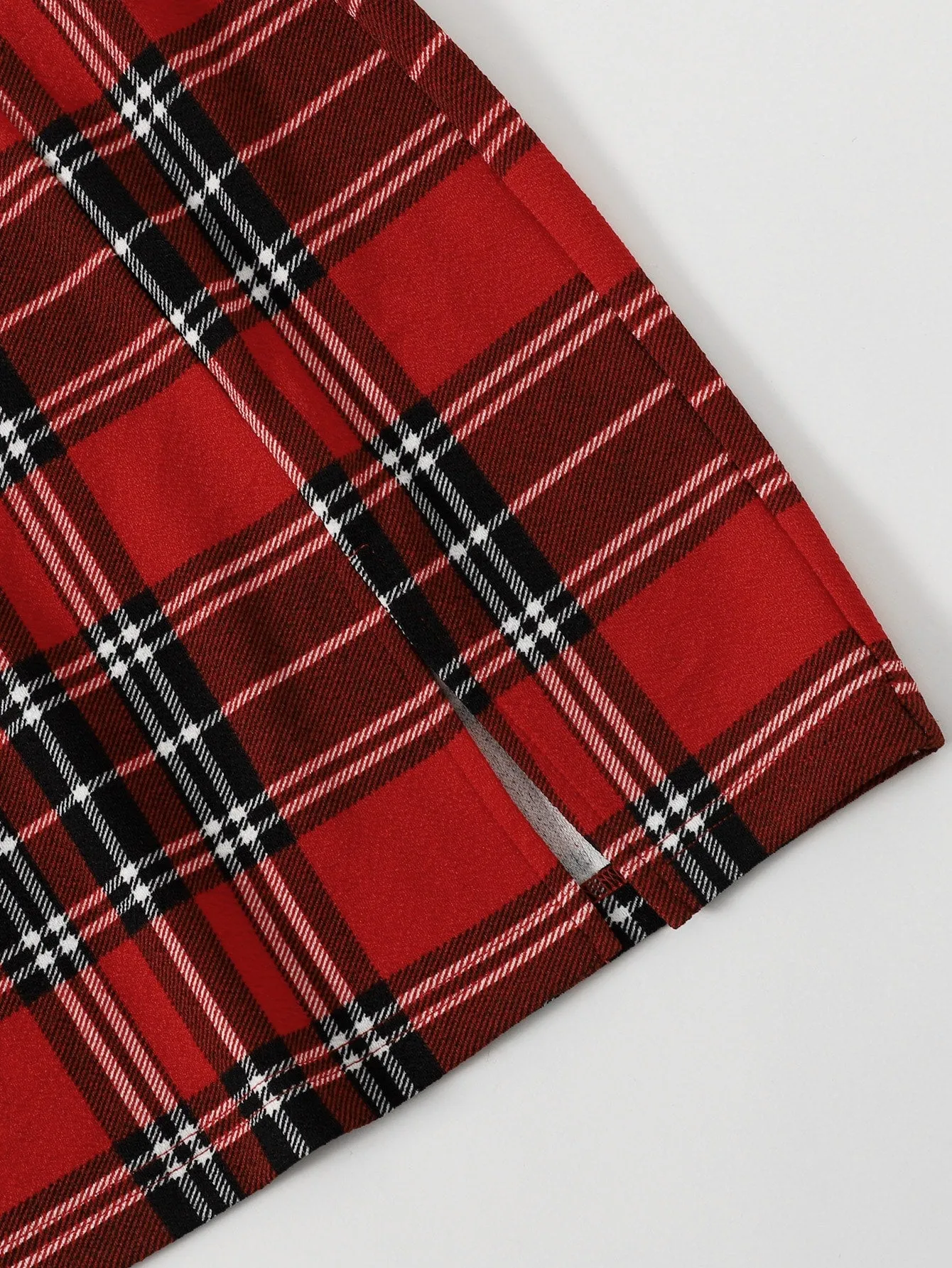 Preppy Tartan Split Natural Mini Women Skirt