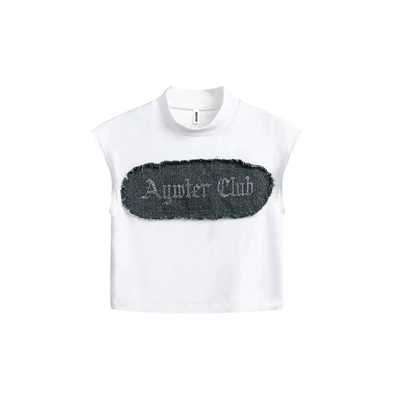 Rayohopp Edgy Grunge Outfit Set - Women'S Asymmetrical Patchwork Skirt With Cropped 'Angster Club' Graphic Tee