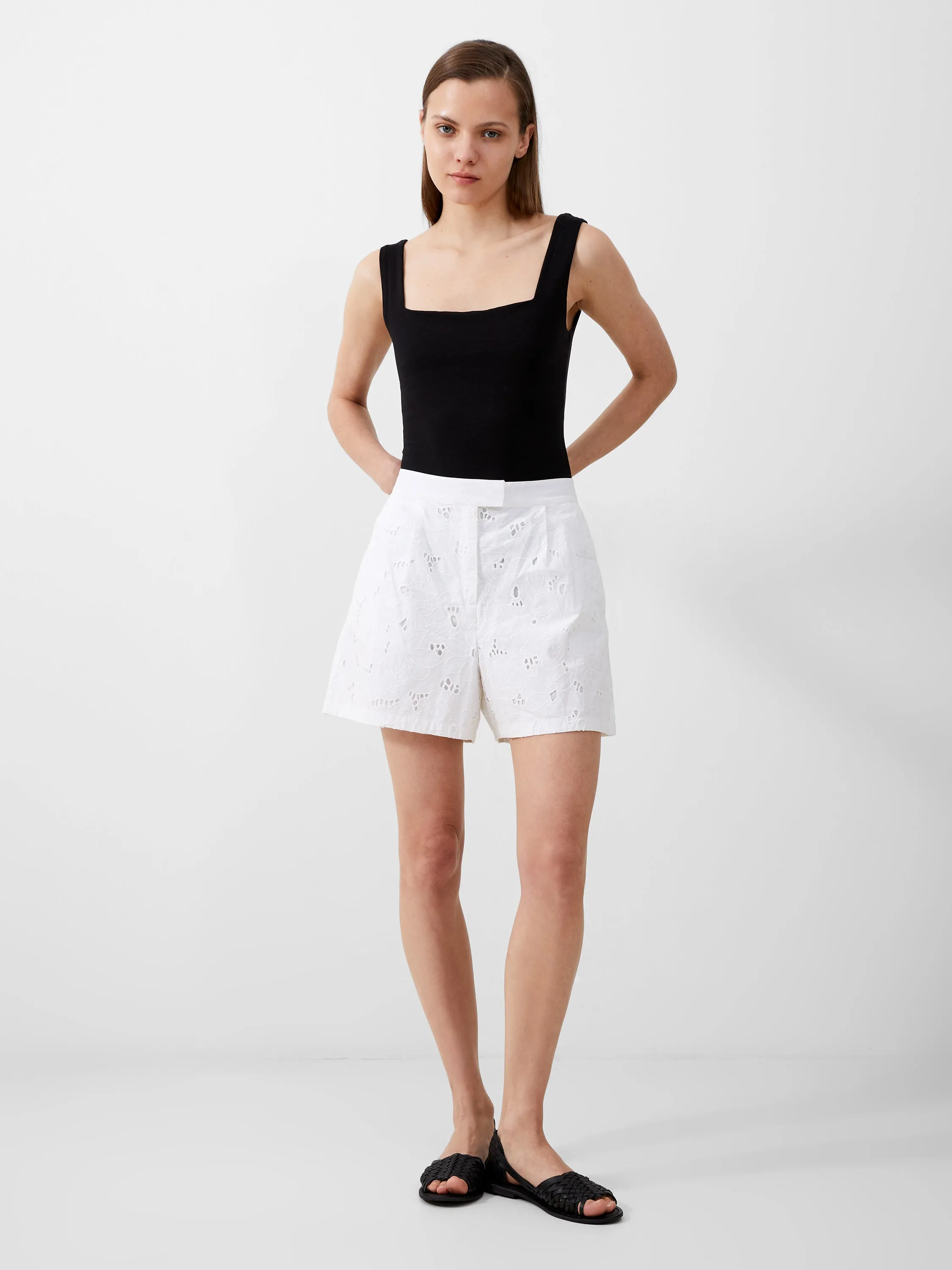 Rhodes Cotton Embroidered Shorts