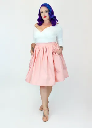 Salmon Pink Pleated Circle Skirt