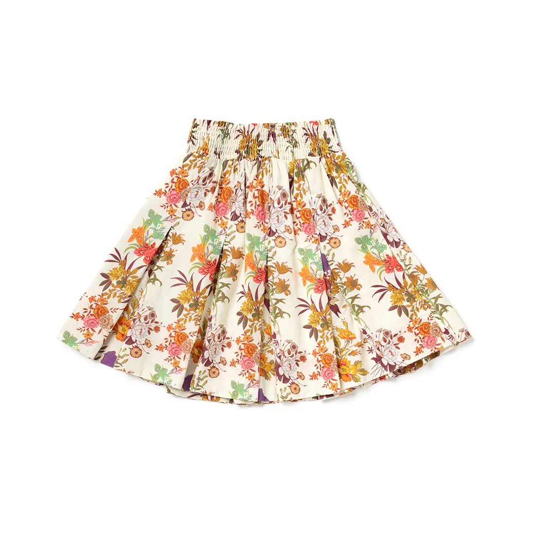 SAMPLE - Smocked MINI Skirt - Ivory Botanicals