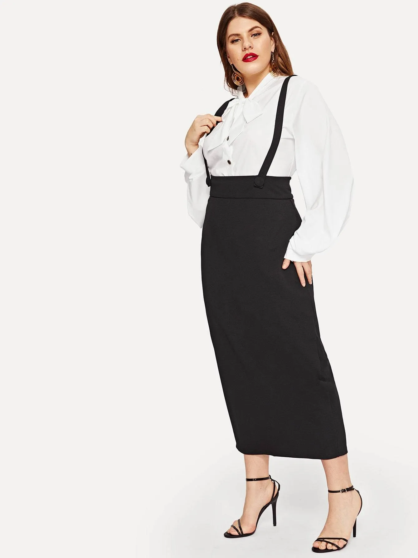 SHEIN Plus Wide Waist Pencil Skirt With Strap