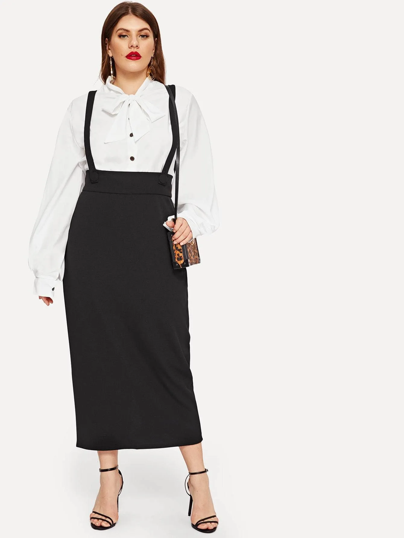 SHEIN Plus Wide Waist Pencil Skirt With Strap