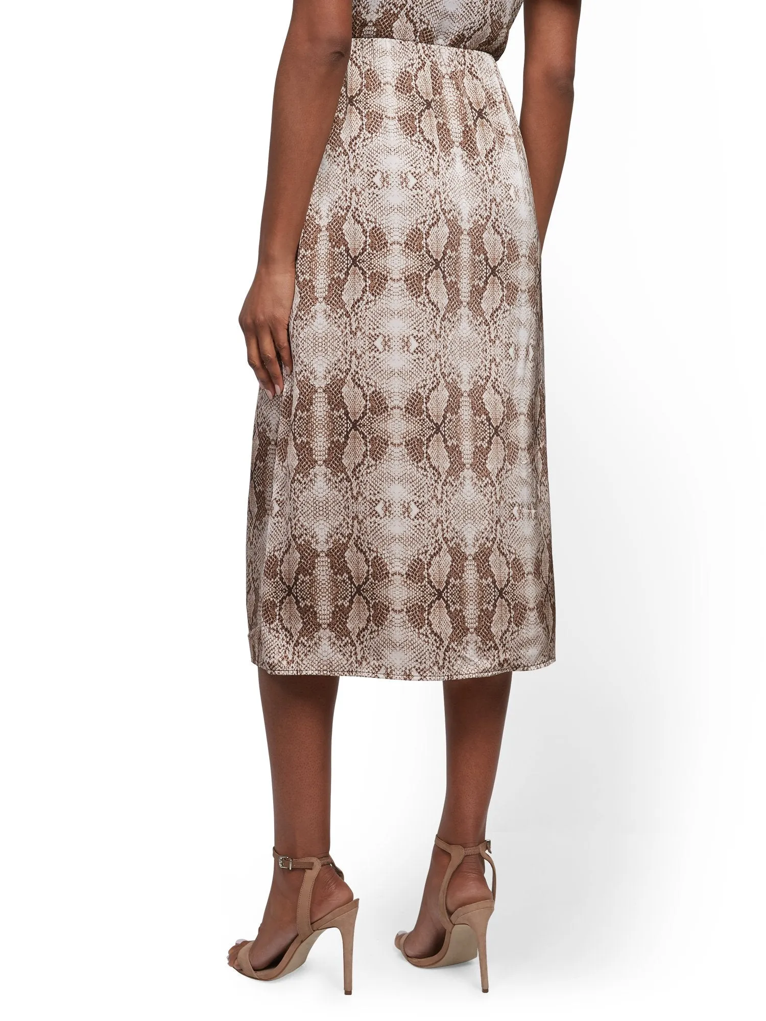 Snake-Print Slip Skirt