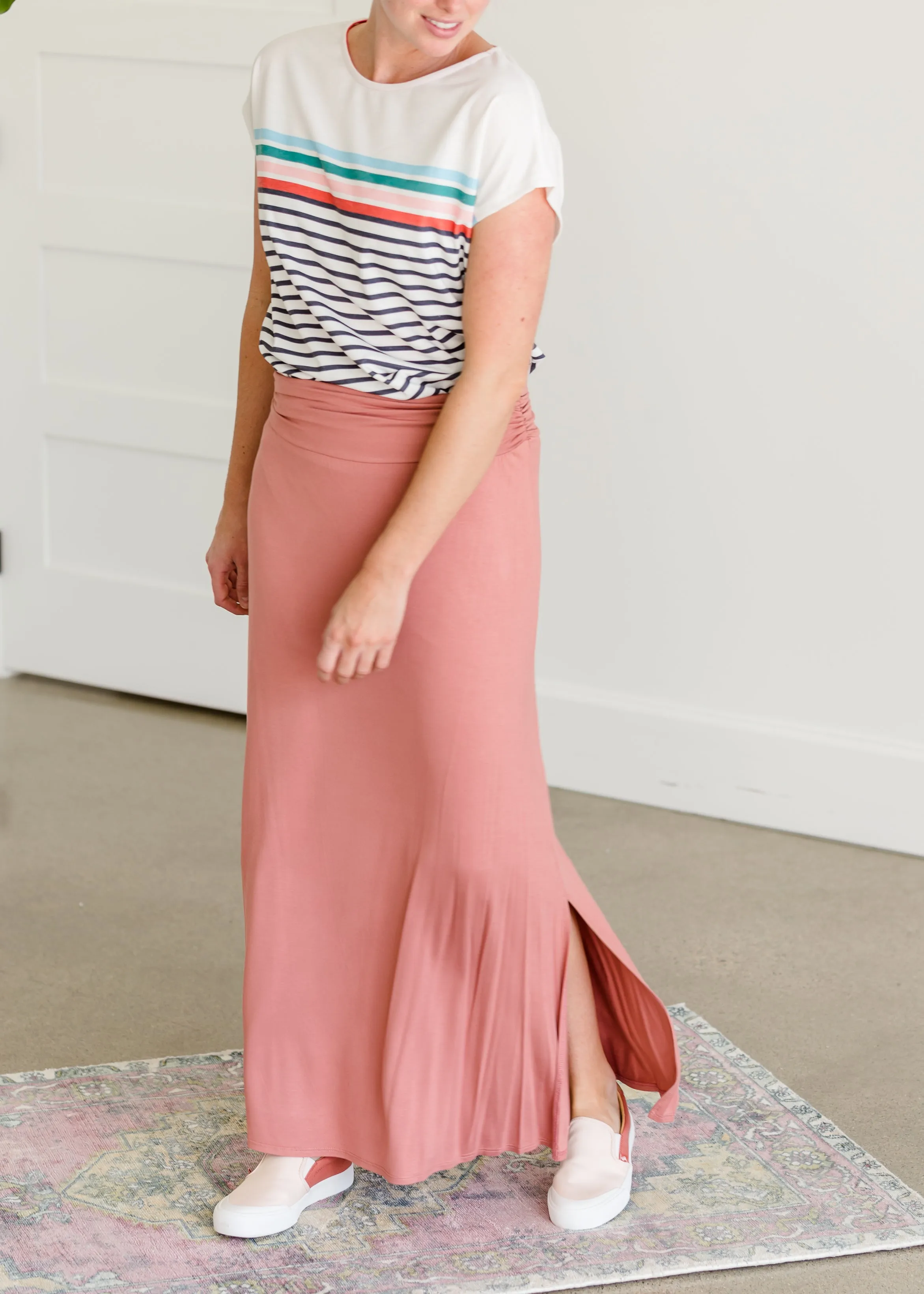 Stretchy Mauve Long Maxi Skirt - FINAL SALE