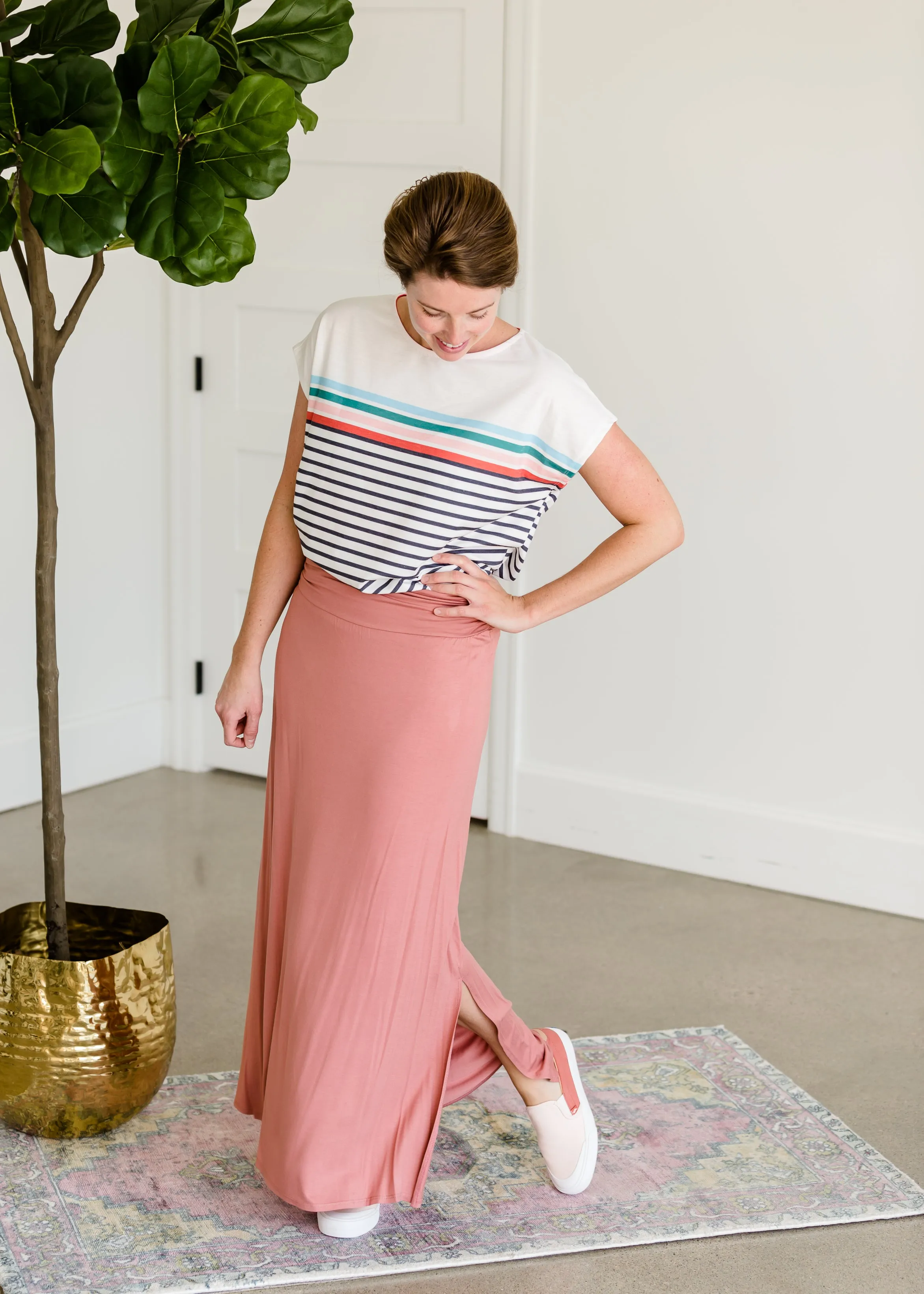 Stretchy Mauve Long Maxi Skirt - FINAL SALE