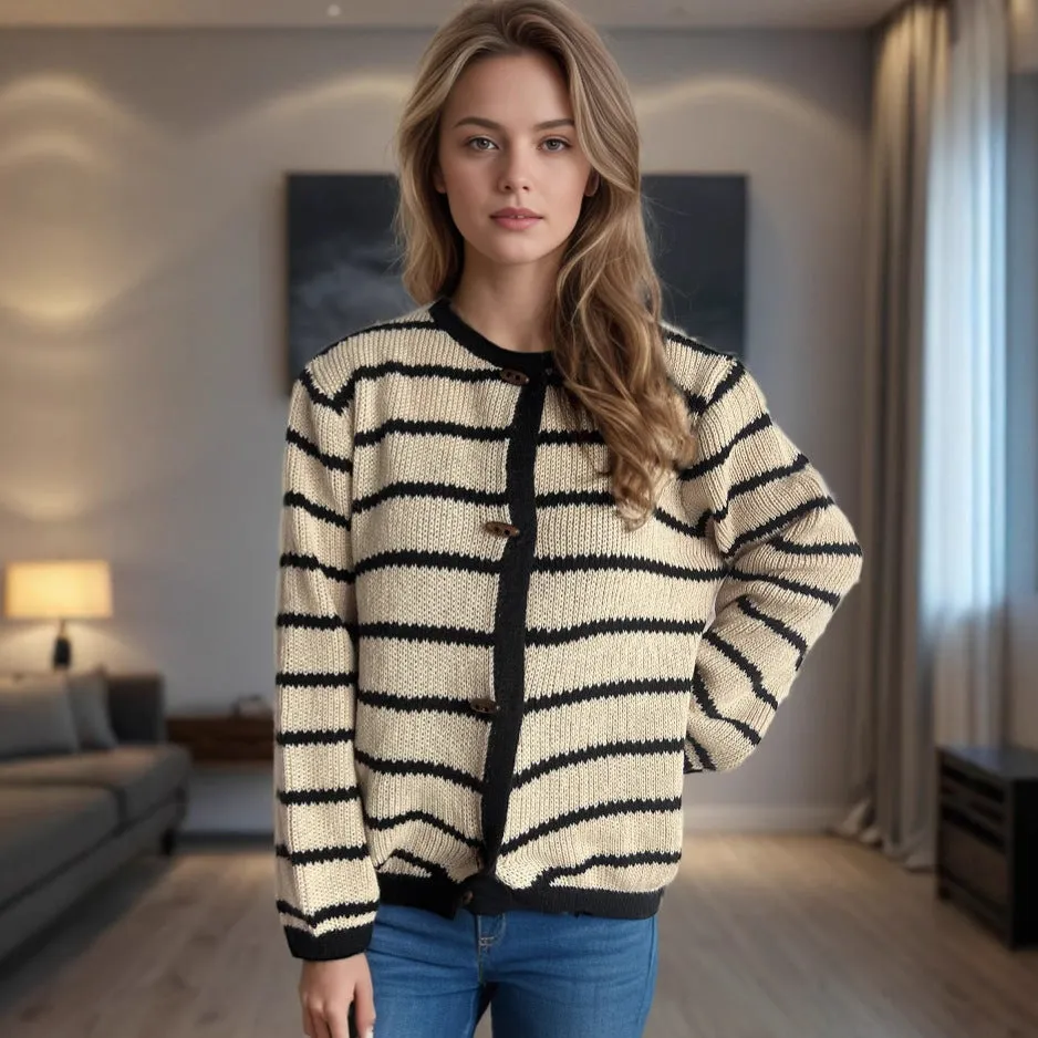 Striped Jumper with Button Details