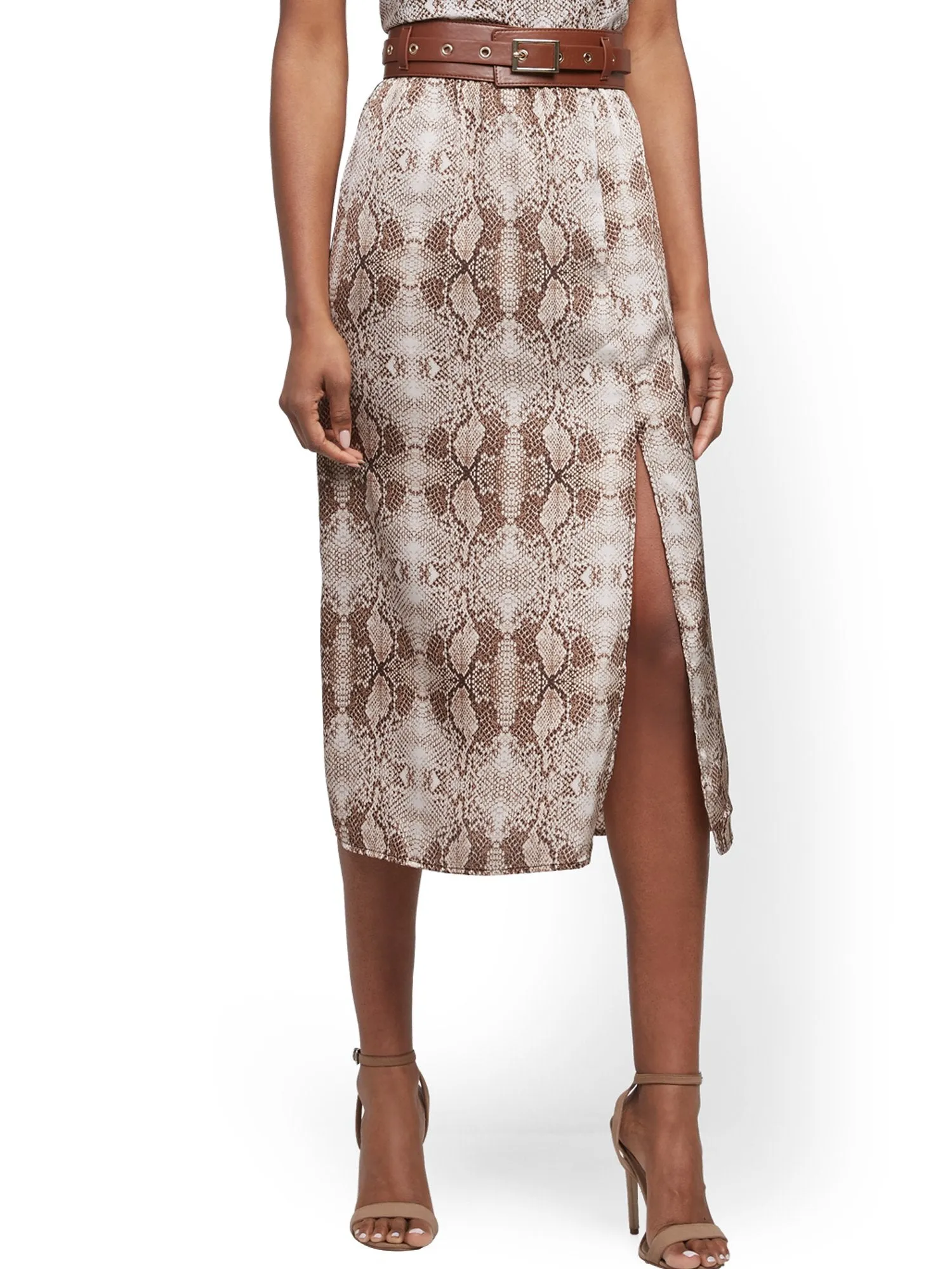 Tall Snake-Print Slip Skirt