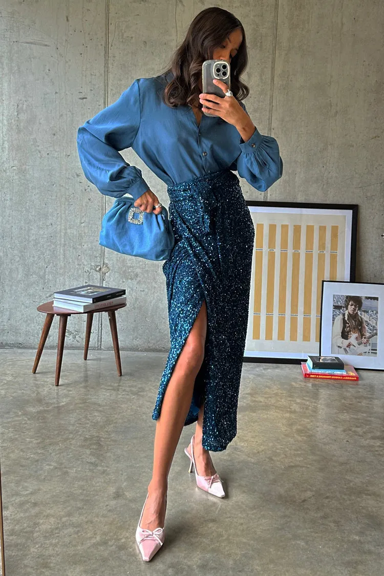 Teal Sequin Jaspre Skirt