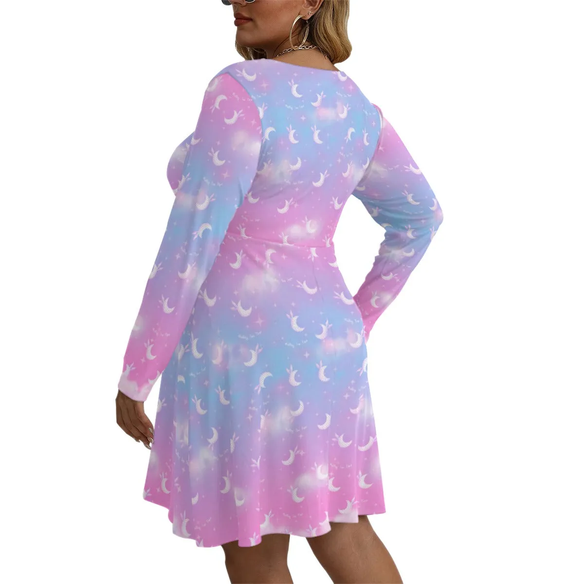 Twinkle Heaven Women's V-Neck Long Sleeve Dress (Plus Size)