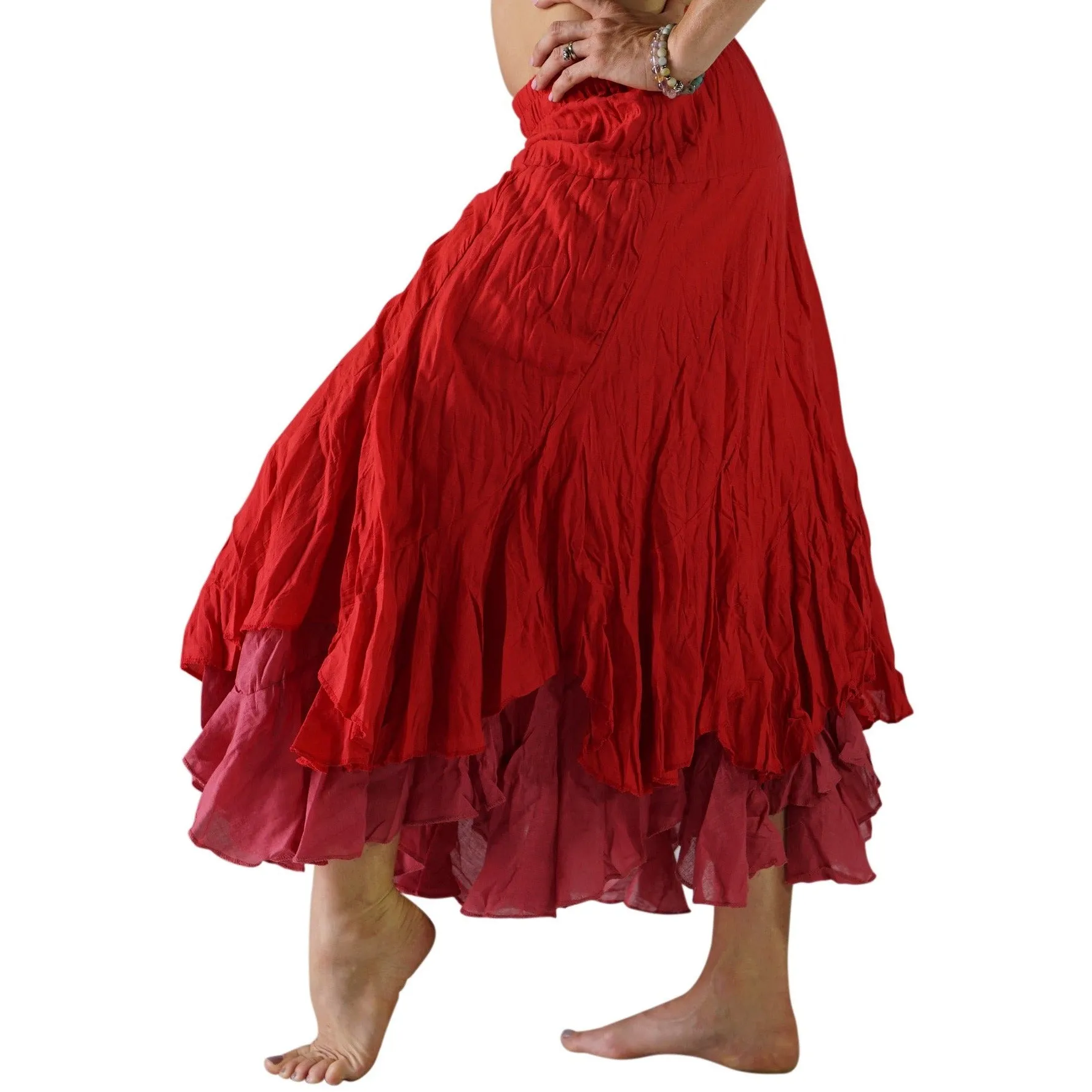 'Two Layer' Renaissance Fairy Skirt - Red