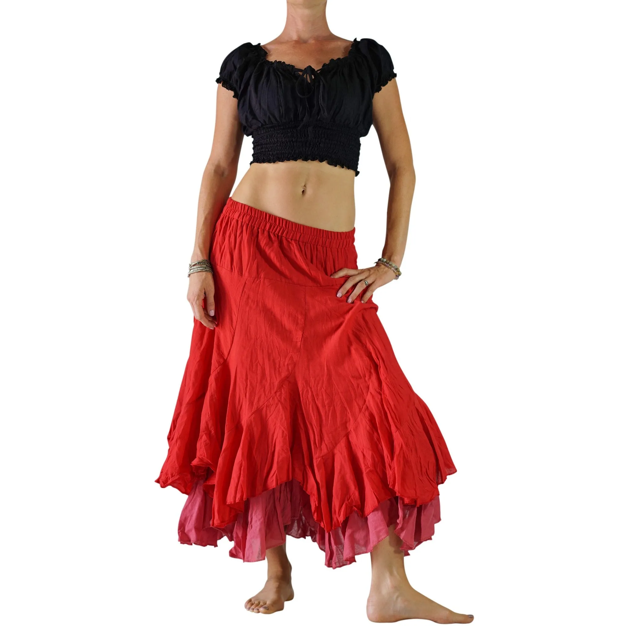 'Two Layer' Renaissance Fairy Skirt - Red