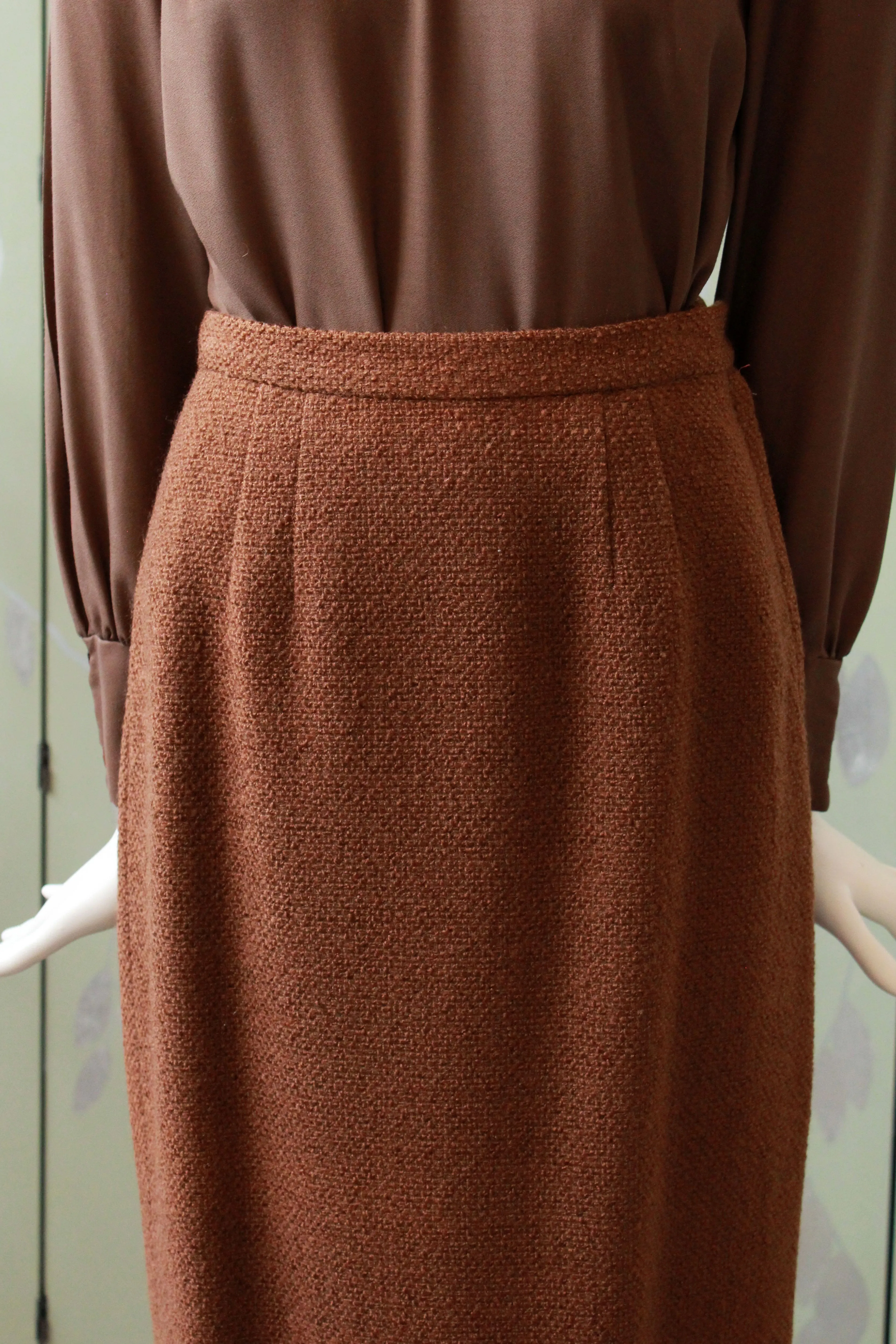 Vintage 1960s Chocolate Brown Skirt, 24 Waist