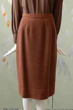 Vintage 1960s Chocolate Brown Skirt, 24 Waist