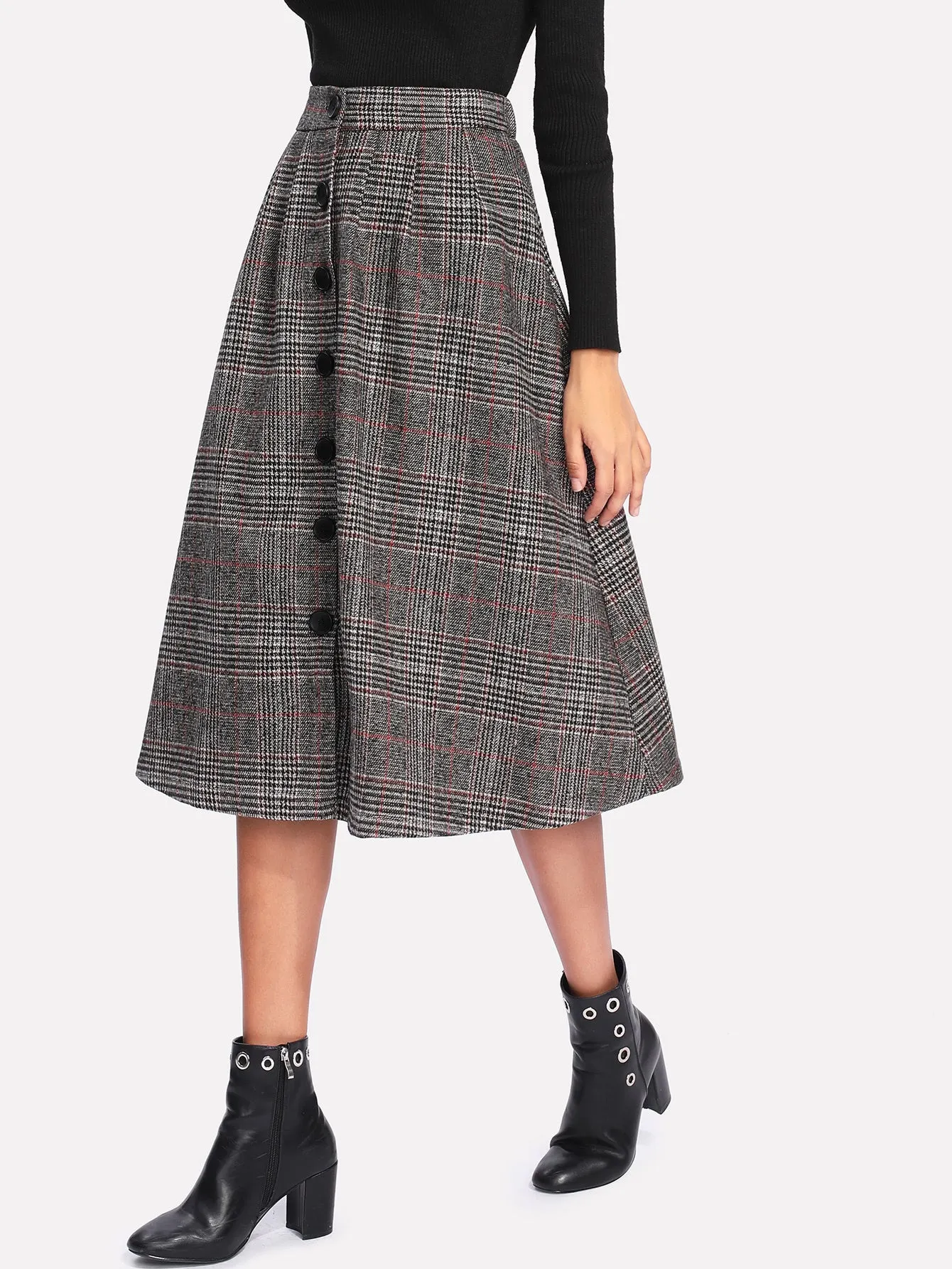 Wales Check Single Breasted Skirt