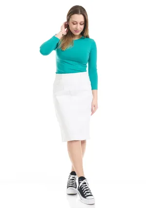 White Stretchy Jean Denim Skirt 'Manhattan'