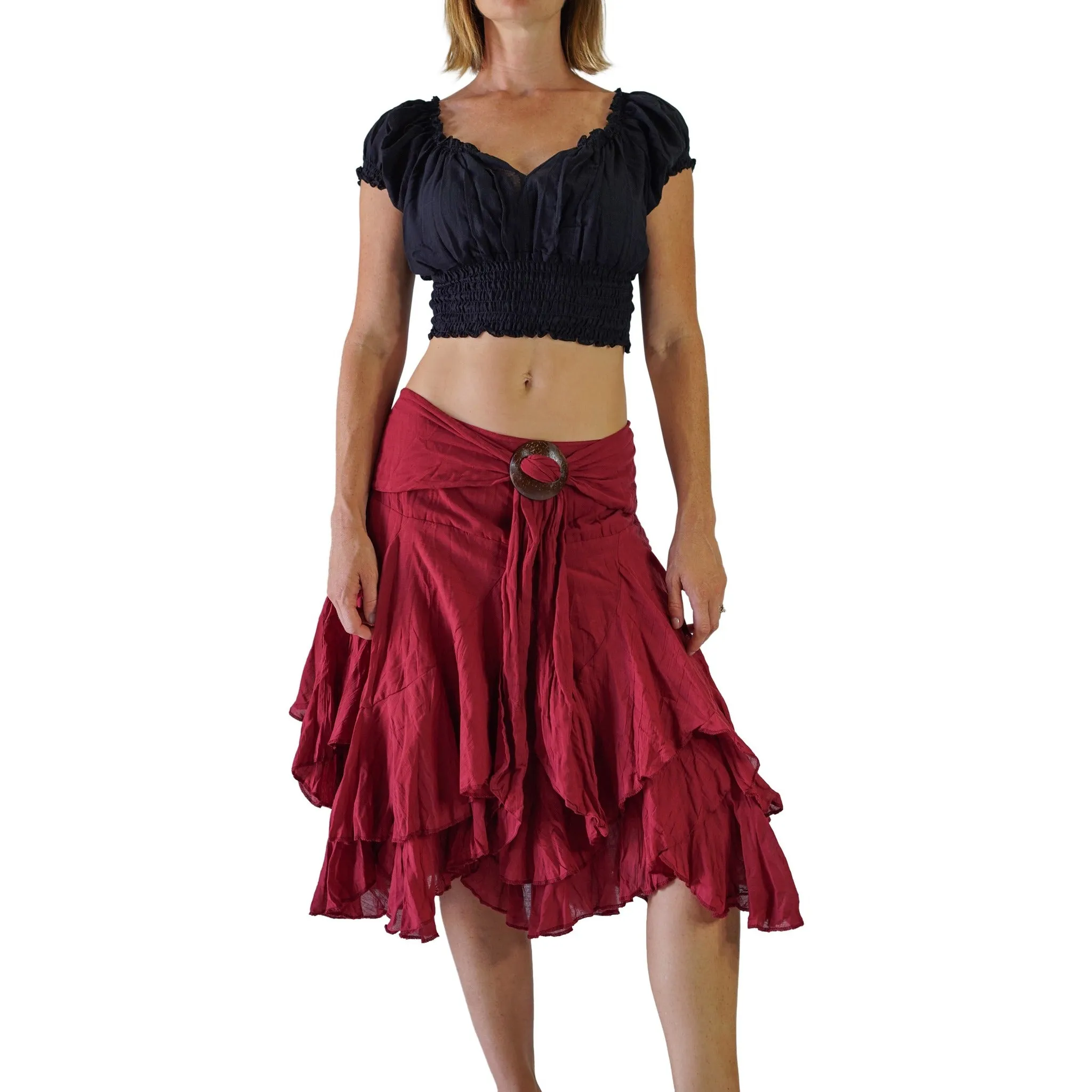 'Willow' Pirate Skirt - Maroon