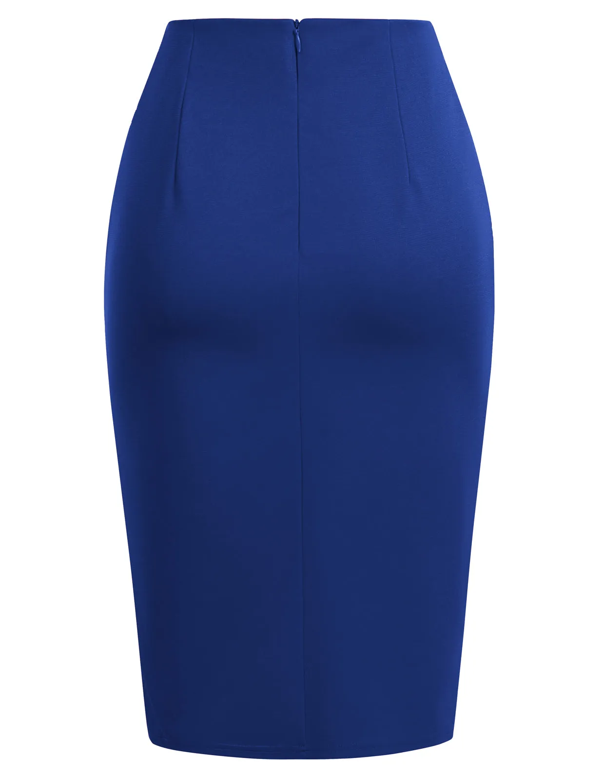 Women High Waisted Warp Ruched Pencil Skirt Elegant Split Slit Hem Bodycon Midi Skirt Wear to Work