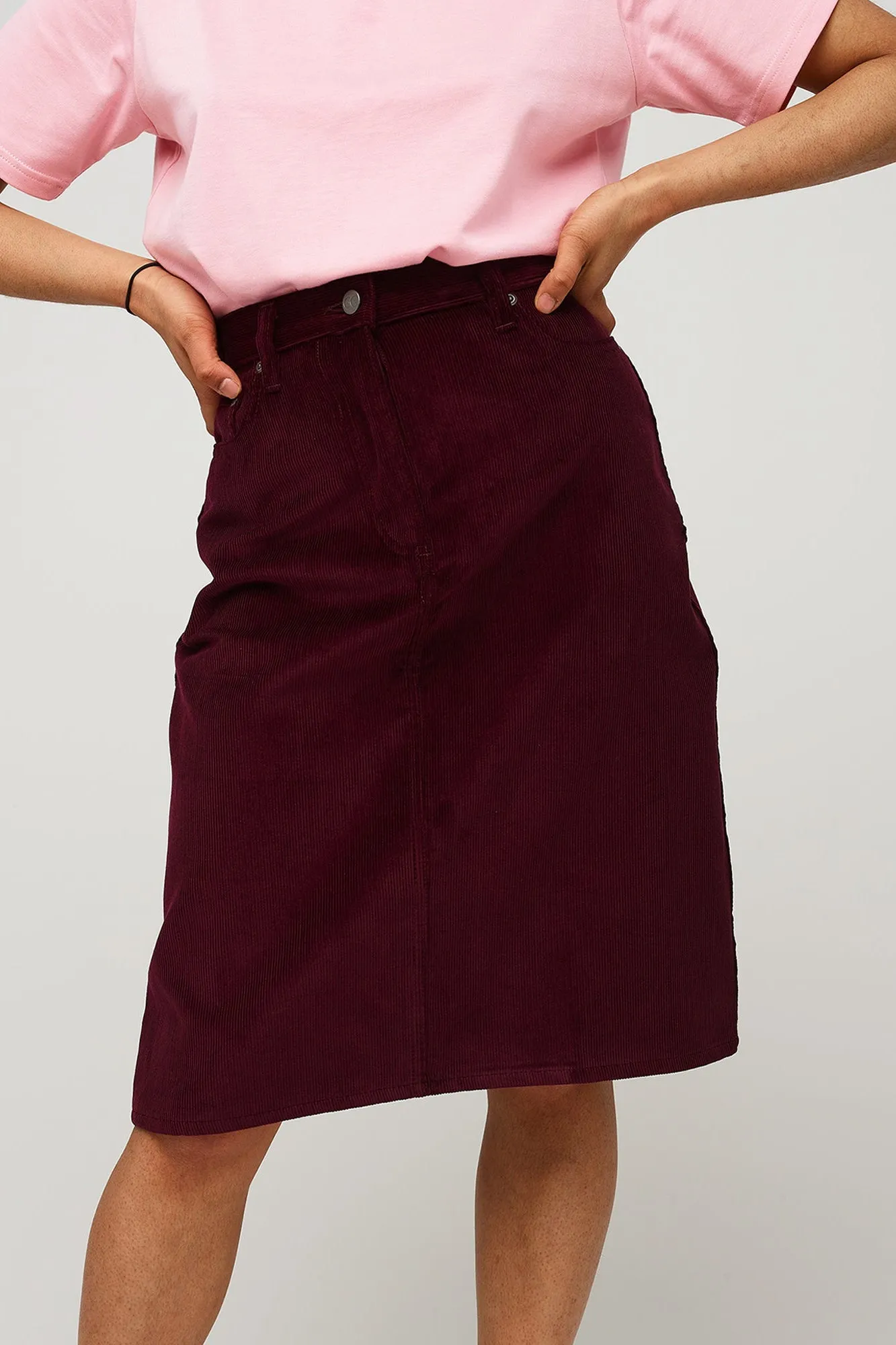 Women's Cord Jean Skirt Plum