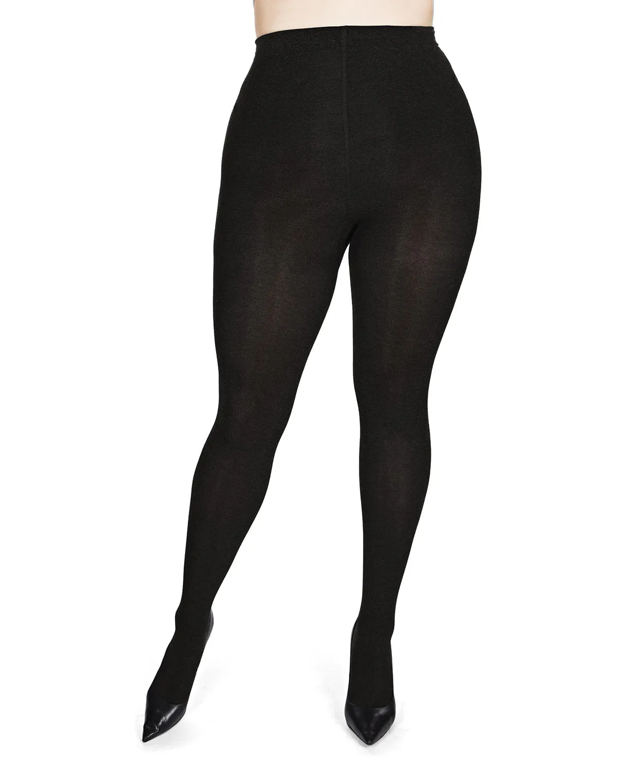 Women's Queen Size Extra Wide Basic Nylon Ribbed Tights